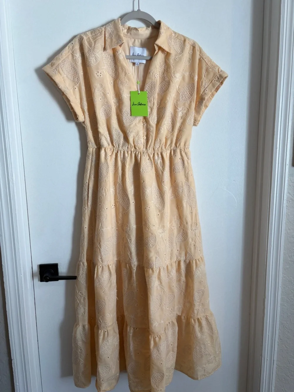 Sam Edelman Butter SS Collar Eyelet Maxi Dress size 8 new with tags - Picture 3 of 13